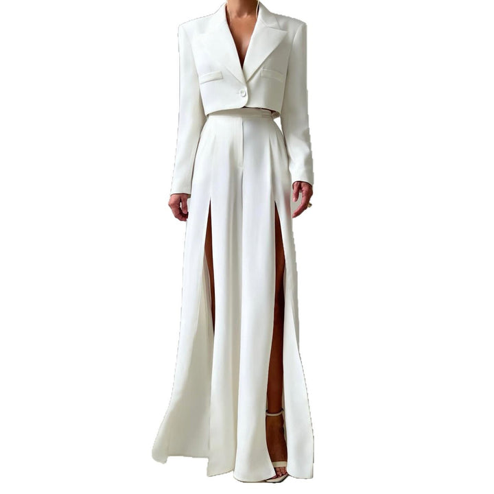 Damer elegant Crop-Blazer med högslitsad Maxikjol Mirla-Eva Jonsson