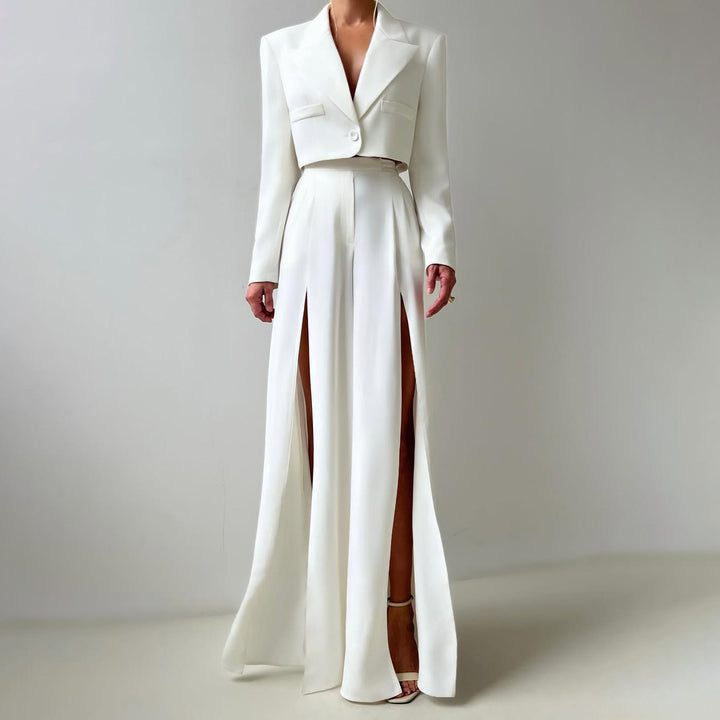 Damer elegant Crop-Blazer med högslitsad Maxikjol Mirla-Eva Jonsson