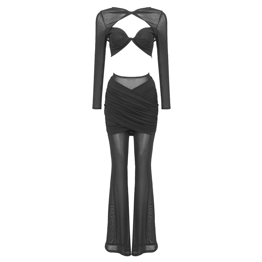 Damer elegant Crop-Top och vida byxor Set Mirla-Eva Jonsson