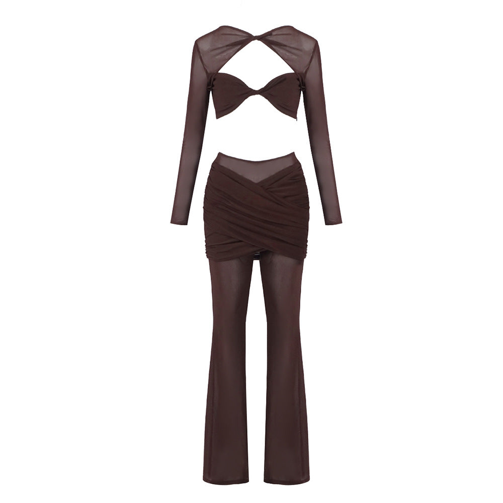 Damer elegant Crop-Top och vida byxor Set Mirla-Eva Jonsson