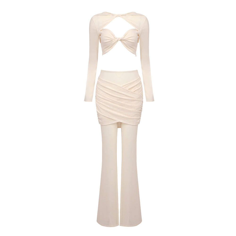 Damer elegant Crop-Top och vida byxor Set Mirla-Eva Jonsson