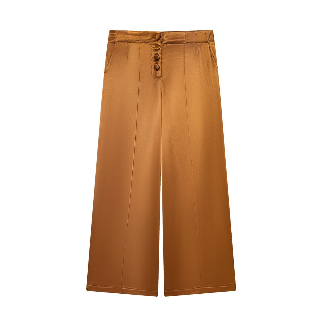 Damer elegant Culotte-byxor med knappdetaljer och hög midja Mirla-Eva Jonsson