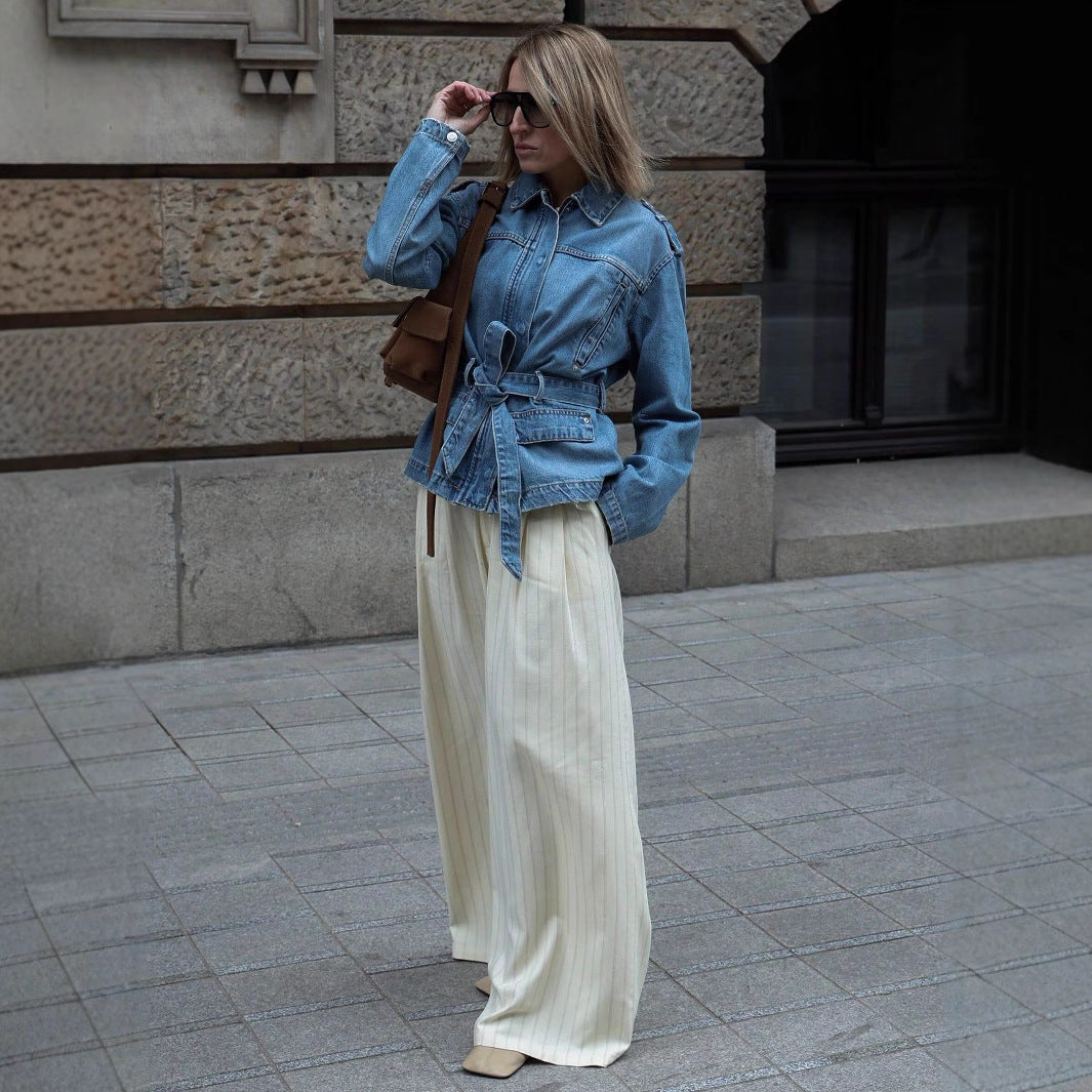 Damer elegant Denimjacka med justerbar dragsko Mirla-Eva Jonsson