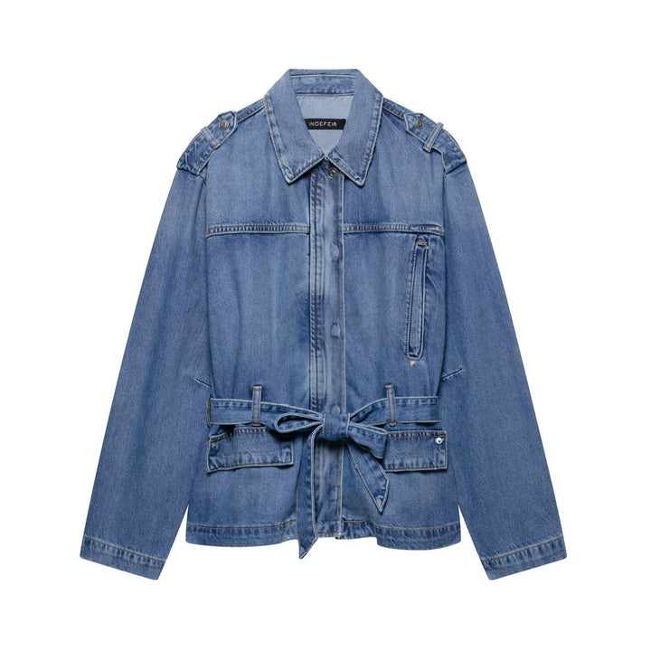 Damer elegant Denimjacka med justerbar dragsko Mirla-Eva Jonsson