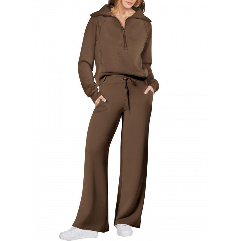 Damer elegant Fleece-loungewear-set med hög krage Mirla-Eva Jonsson
