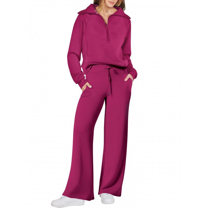Damer elegant Fleece-loungewear-set med hög krage Mirla-Eva Jonsson