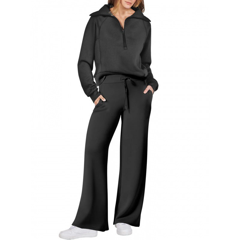 Damer elegant Fleece-loungewear-set med hög krage Mirla-Eva Jonsson
