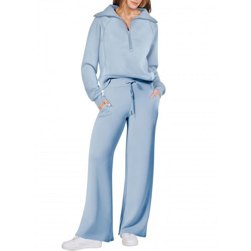 Damer elegant Fleece-loungewear-set med hög krage Mirla-Eva Jonsson