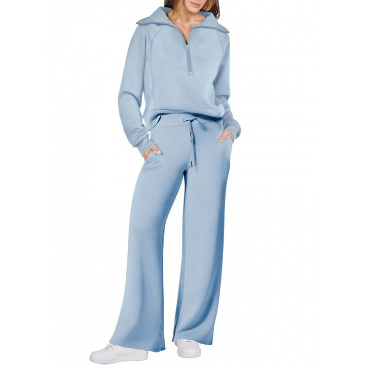 Damer elegant Fleece-loungewear-set med hög krage Mirla-Eva Jonsson