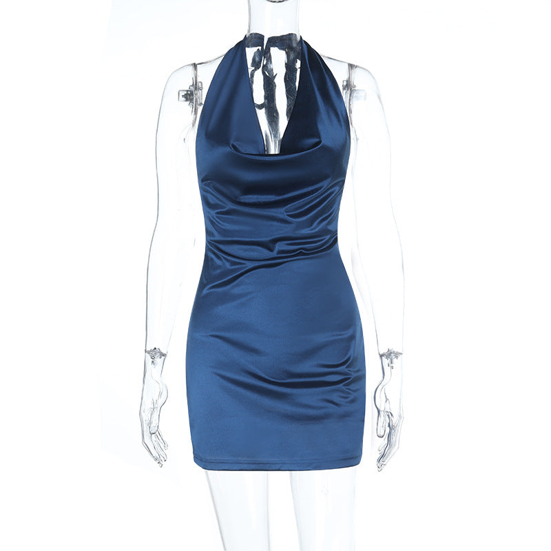 Damer elegant Halterneck Miniklänning med förförisk drapering Mirla-Eva Jonsson