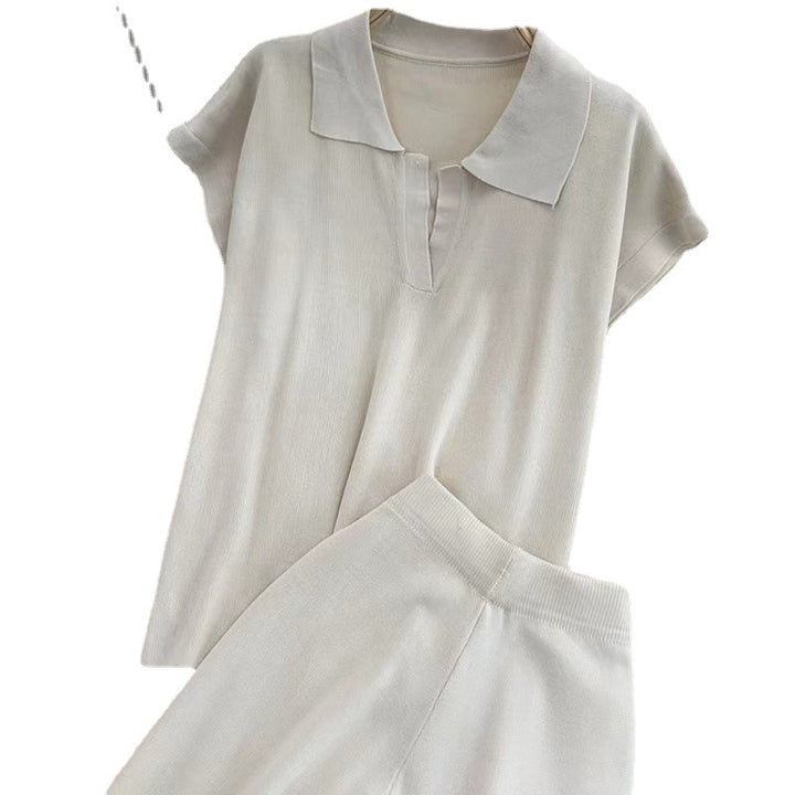 Damer elegant Lounge-set med kortärmad polo och vida byxor Mirla-Eva Jonsson