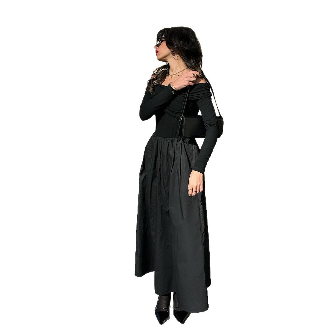 Damer elegant Maxi-klänning med Off-Shoulder-design och rynkad kjol Mirla-Eva Jonsson