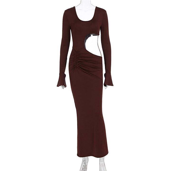 Damer elegant Maxi-klänning med asymmetrisk cut-out och drapering Mirla-Eva Jonsson