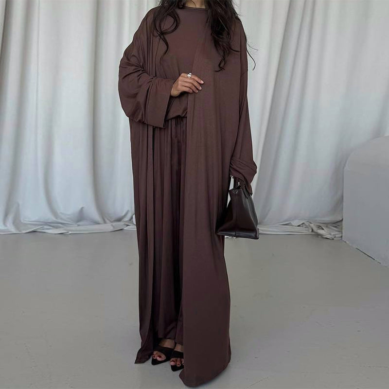 Damer elegant Maxi-klänning med löst skuren cardigan Mirla-Eva Jonsson
