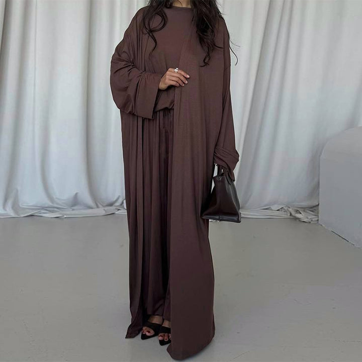 Damer elegant Maxi-klänning med löst skuren cardigan Mirla-Eva Jonsson