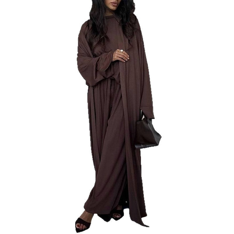 Damer elegant Maxi-klänning med löst skuren cardigan Mirla-Eva Jonsson