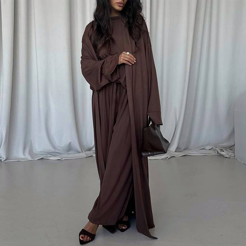 Damer elegant Maxi-klänning med löst skuren cardigan Mirla-Eva Jonsson