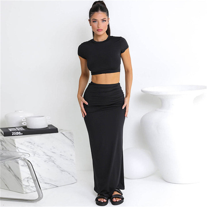 Damer elegant Maxi-klänning och crop-top set med figurnära skärning Eva Jonsson-Eva Jonsson