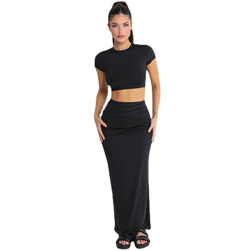 Damer elegant Maxi-klänning och crop-top set med figurnära skärning Eva Jonsson-Eva Jonsson