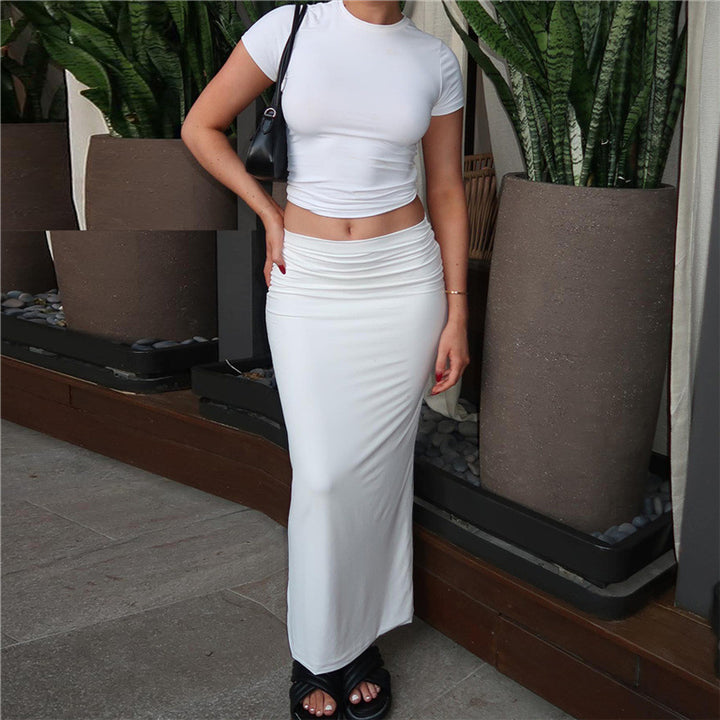 Damer elegant Maxi-klänning och crop-top set med figurnära skärning Mirla-Eva Jonsson