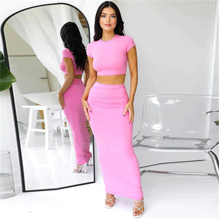 Damer elegant Maxi-klänning och crop-top set med figurnära skärning Mirla-Eva Jonsson