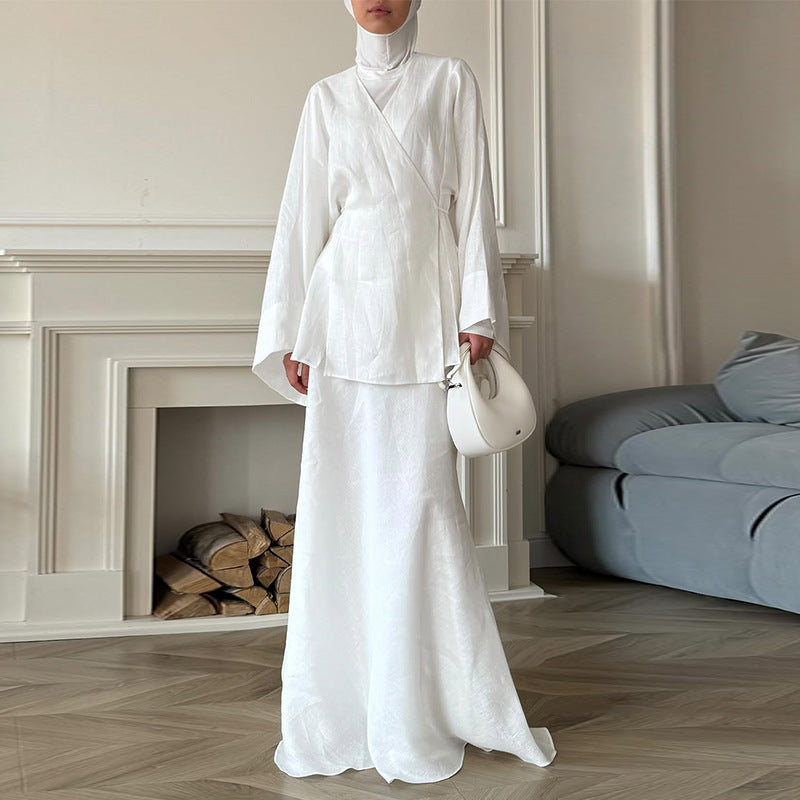 Damer elegant Maxiklänning i satinbehandlad bomull Mirla-Eva Jonsson