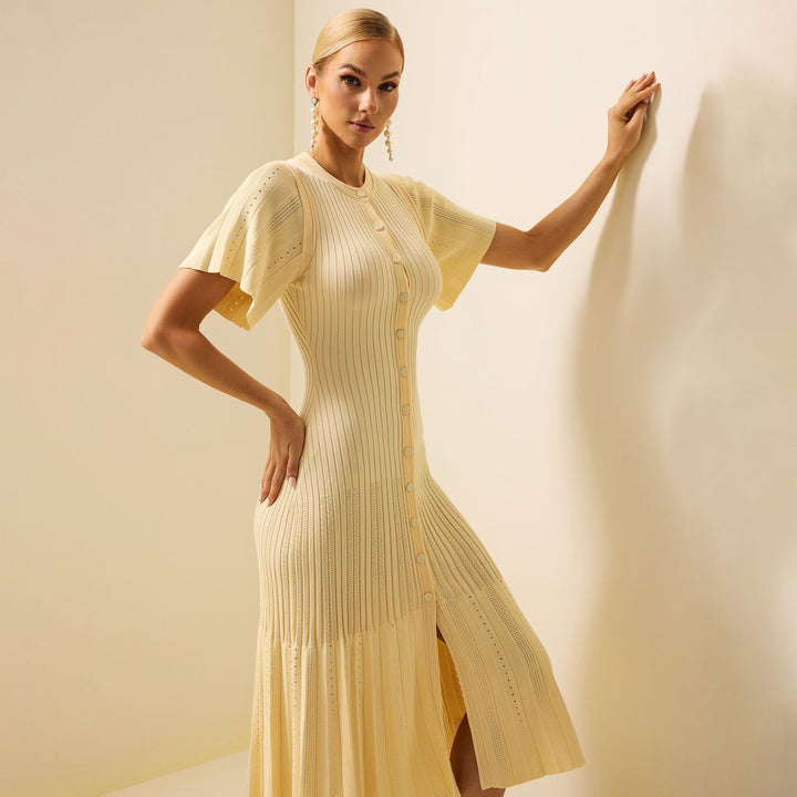 Damer elegant Maxiklänning med knaplängd och avslappnad snitt Mirla-Eva Jonsson