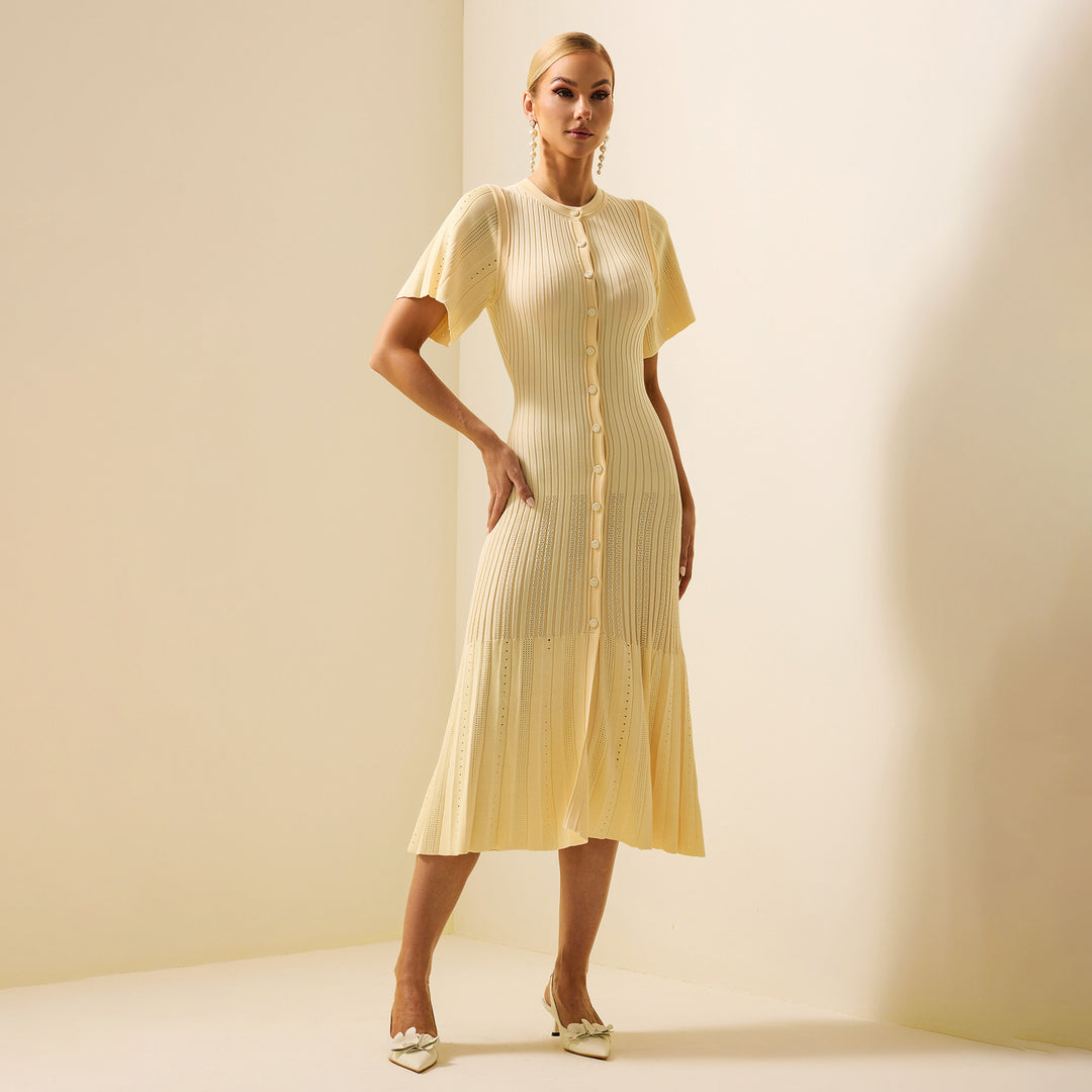 Damer elegant Maxiklänning med knaplängd och avslappnad snitt Mirla-Eva Jonsson