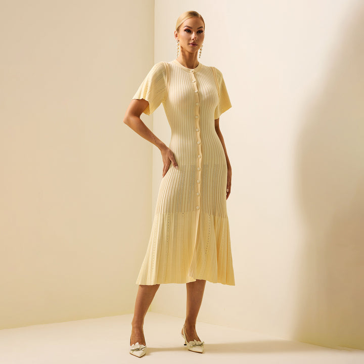 Damer elegant Maxiklänning med knaplängd och avslappnad snitt Mirla-Eva Jonsson