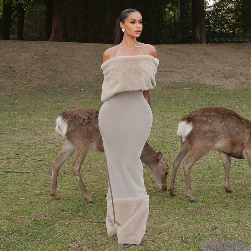 Damer elegant Maxiklänning med strapless design och flytande tyg Mirla-Eva Jonsson