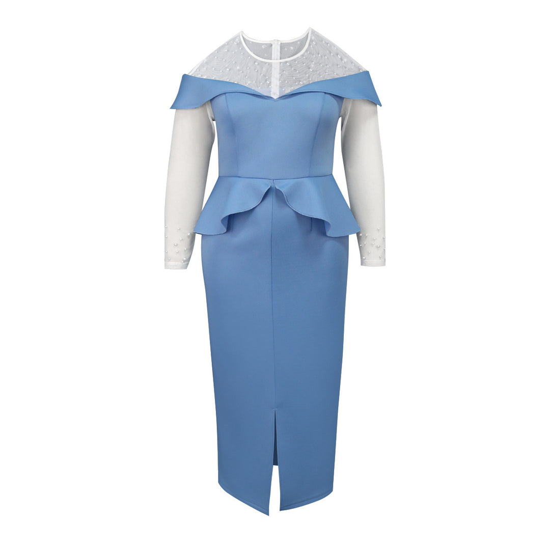 Damer elegant Midi-klänning med off-shoulder design och volangelement Mirla-Eva Jonsson
