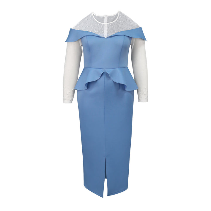 Damer elegant Midi-klänning med off-shoulder design och volangelement Mirla-Eva Jonsson