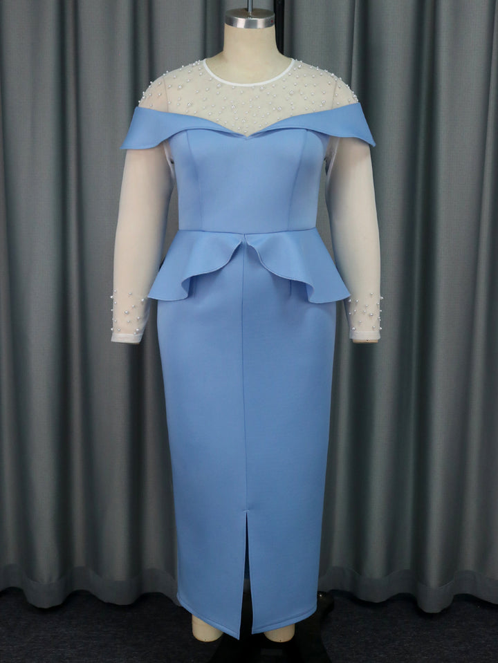 Damer elegant Midi-klänning med off-shoulder design och volangelement Mirla-Eva Jonsson