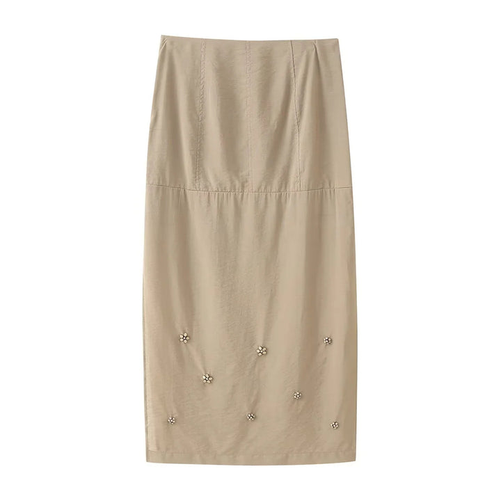 Damer elegant Midirock med florala applikationer Mirla-Eva Jonsson