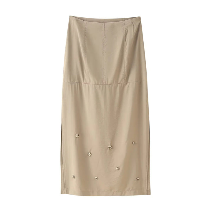 Damer elegant Midirock med florala applikationer Mirla-Eva Jonsson