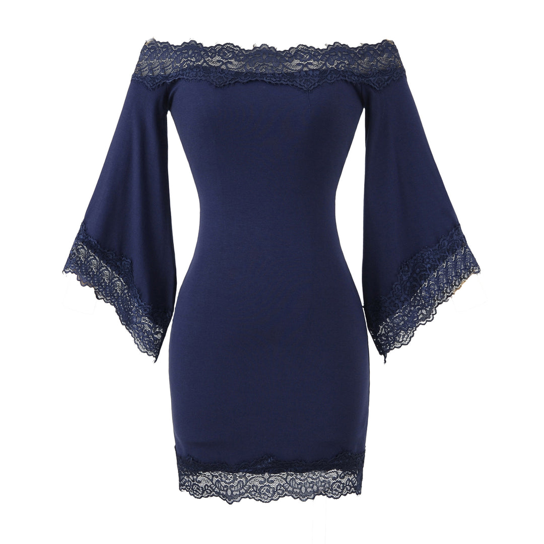 Damer elegant Off-Shoulder Miniklänning med Häkelspetsar Mirla-Eva Jonsson