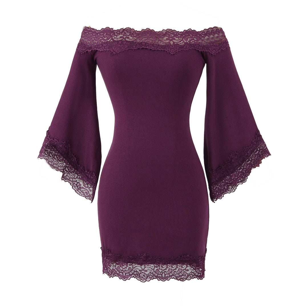 Damer elegant Off-Shoulder Miniklänning med Häkelspetsar Mirla-Eva Jonsson