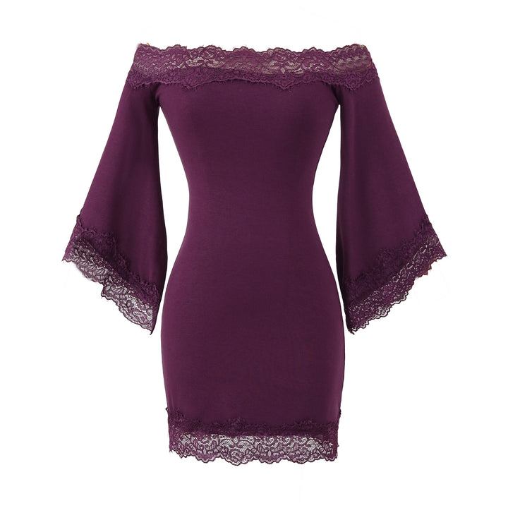 Damer elegant Off-Shoulder Miniklänning med Häkelspetsar Mirla-Eva Jonsson