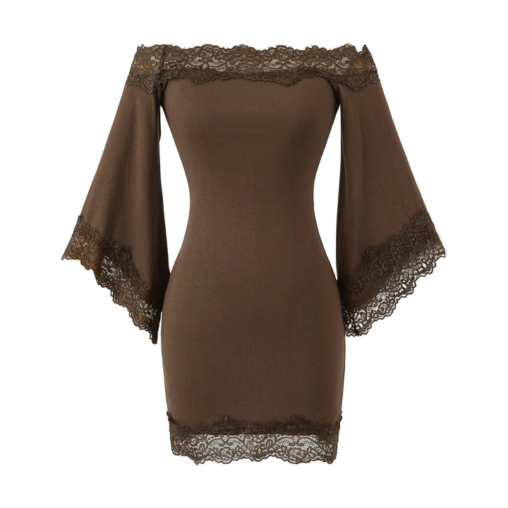 Damer elegant Off-Shoulder Miniklänning med Häkelspetsar Mirla-Eva Jonsson