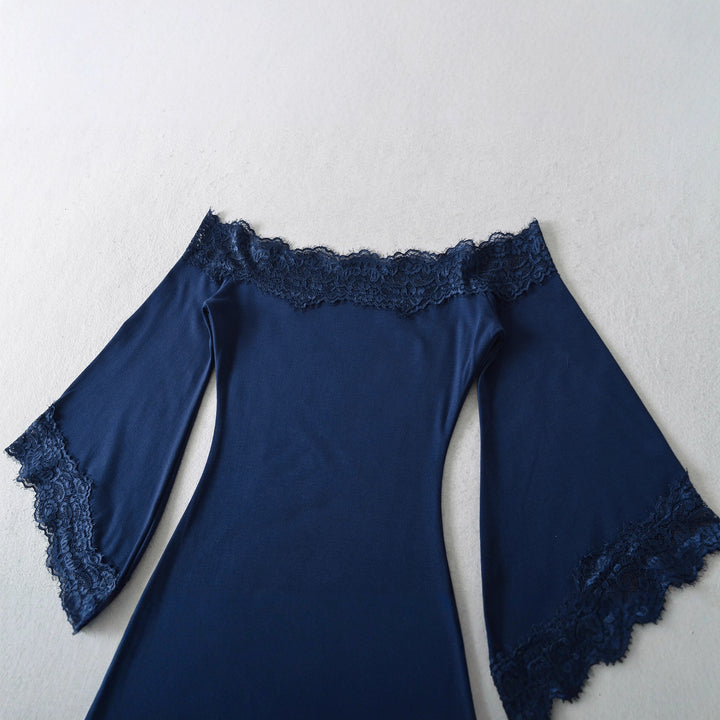 Damer elegant Off-Shoulder Miniklänning med Häkelspetsar Mirla-Eva Jonsson