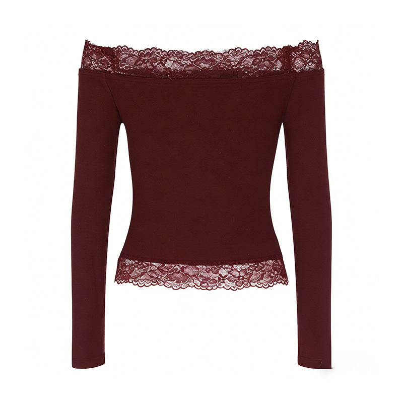 Damer elegant Off-Shoulder skjorta med spetsdetalj Mirla-Eva Jonsson