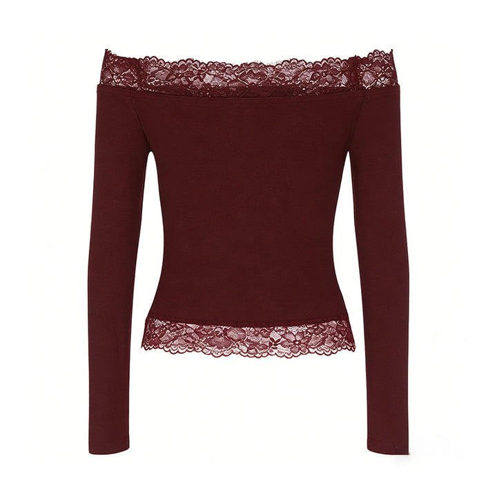 Damer elegant Off-Shoulder skjorta med spetsdetalj Mirla-Eva Jonsson