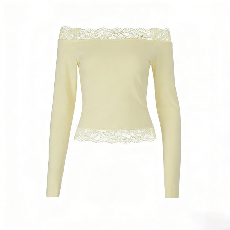 Damer elegant Off-Shoulder skjorta med spetsdetalj Mirla-Eva Jonsson