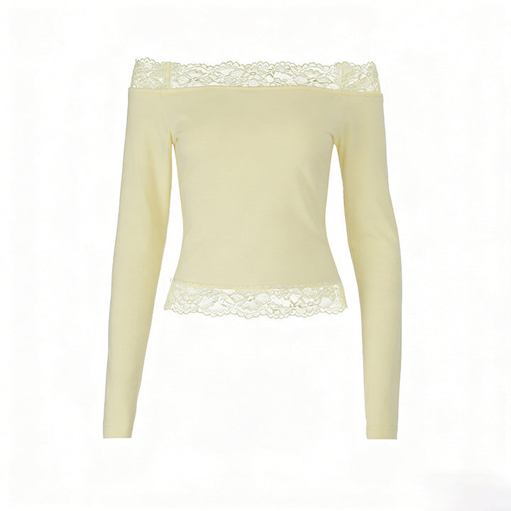 Damer elegant Off-Shoulder skjorta med spetsdetalj Mirla-Eva Jonsson