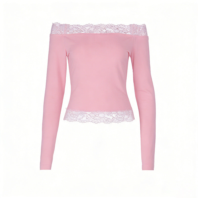 Damer elegant Off-Shoulder skjorta med spetsdetalj Mirla-Eva Jonsson