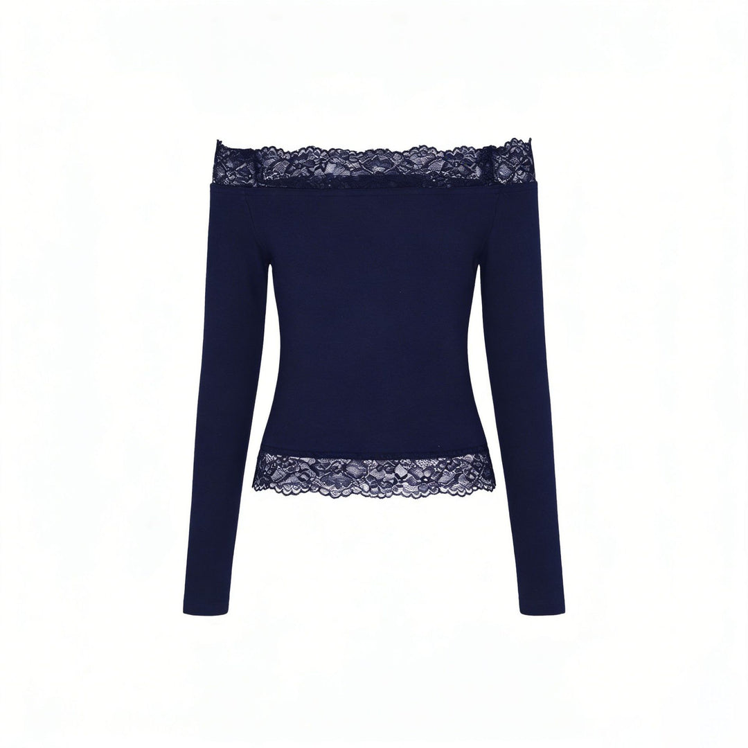Damer elegant Off-Shoulder skjorta med spetsdetalj Mirla-Eva Jonsson