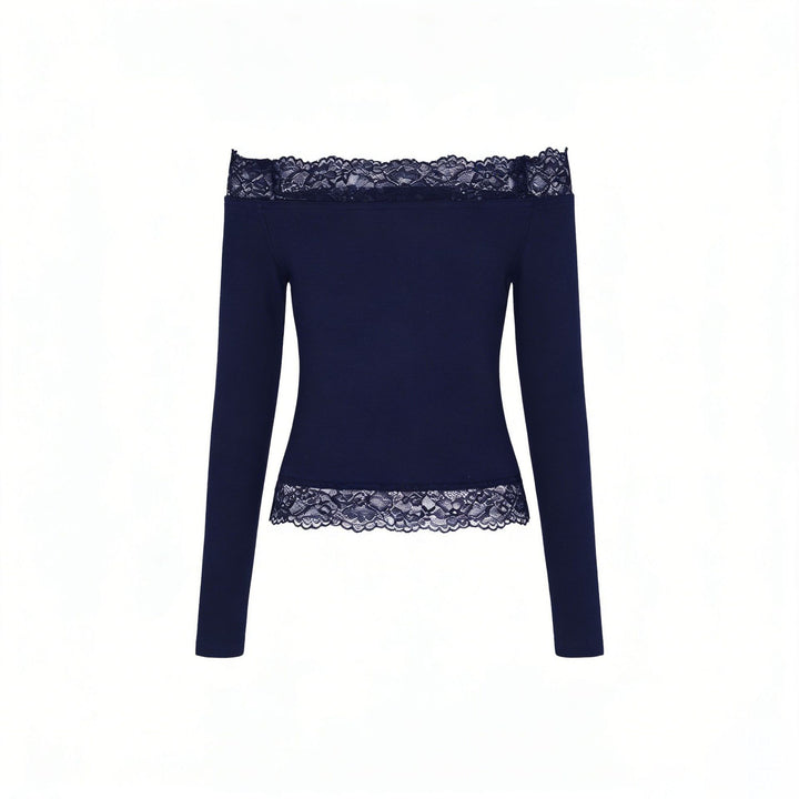 Damer elegant Off-Shoulder skjorta med spetsdetalj Mirla-Eva Jonsson