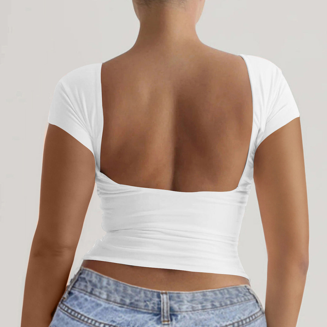 Damer elegant Off-Shoulder topp med djup rygg Mirla-Eva Jonsson