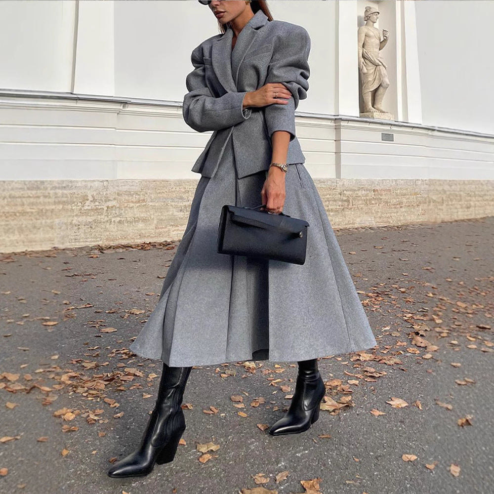 Damer elegant Oversize-jacka med hög krage och strukturerade ärmar Mirla-Eva Jonsson