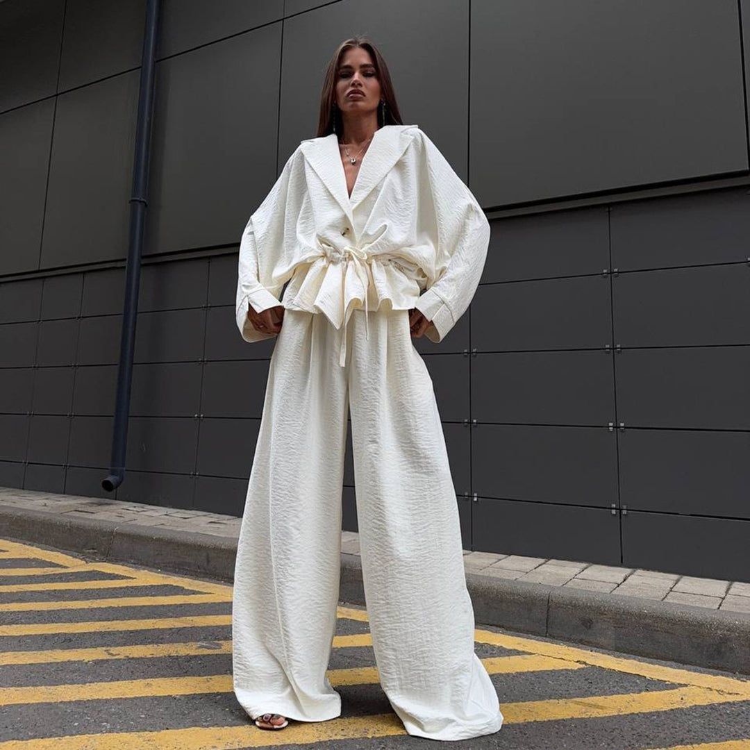 Damer elegant Oversized Blazer med knytbälte Mirla-Eva Jonsson